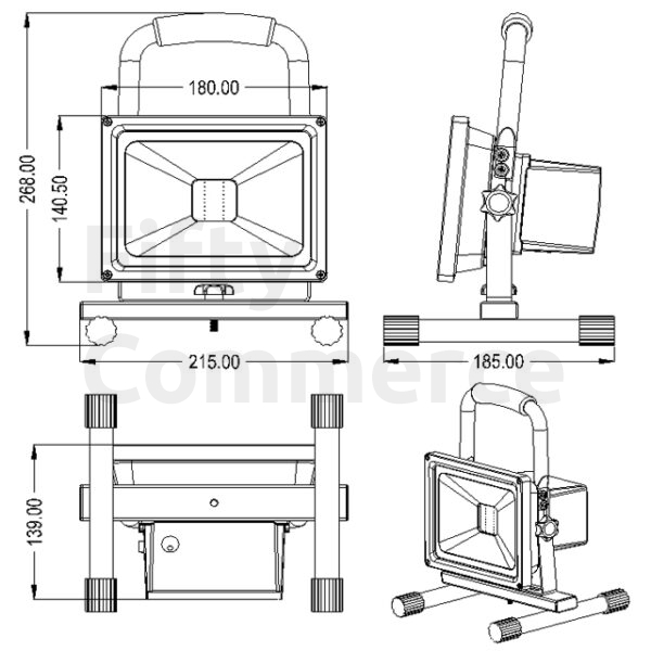 Led bouwlamp 20W met accu - Afbeelding 4